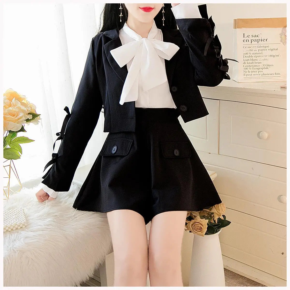 2025 autumn new Korean style small fragrance trend fashion lady small suit small suit jacket + short skirt three-piece female