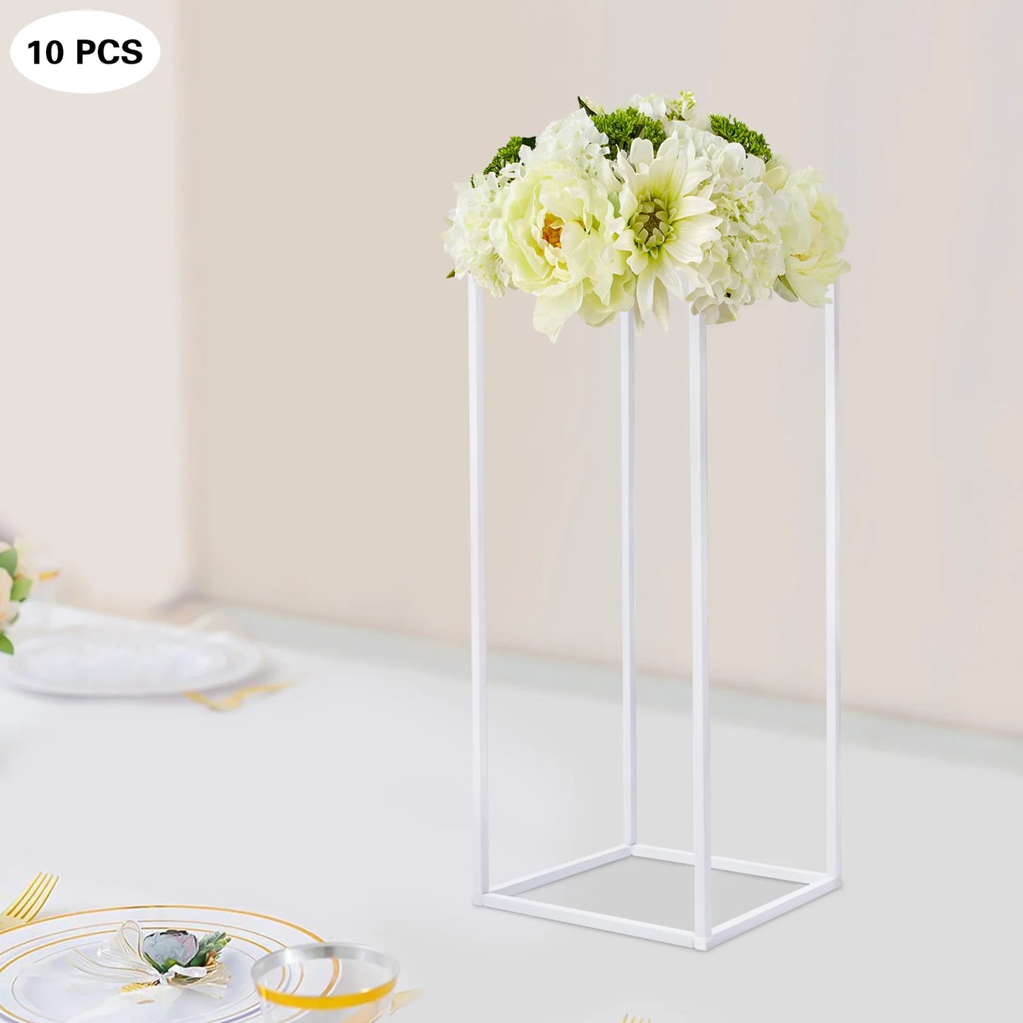 Supports Géométriques en Métal pour Fleurs, Centres de Table Rectangulaires de 60 cm, Décor de ixde Mariage, 10 Pièces