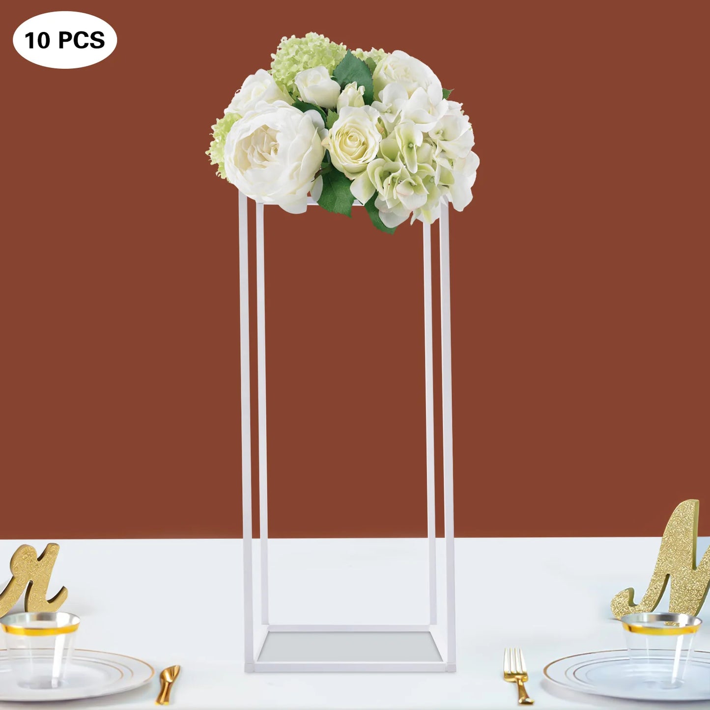 Supports Géométriques en Métal pour Fleurs, Centres de Table Rectangulaires de 60 cm, Décor de ixde Mariage, 10 Pièces