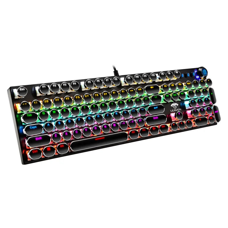 Clavier mécanique rétro punk avec interrupteur bleu noir marron, claviers de jeu filaires USB, rétroéclairage RVB pour PC portable, K990, 104 prédire