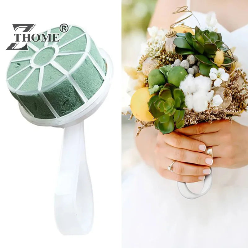 Bouquet de fleurs de mariage fait à la main pour patients, support en mousse, base de poignée florale verte bricolage, approvisionnement de marché rapide, fournitures de fête, décoration, 1 pièce