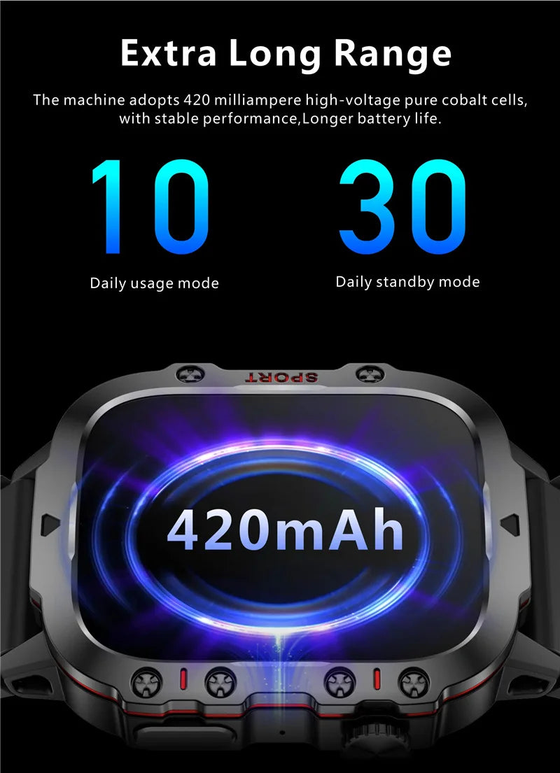 Montre intelligente étanche Android pour le sport en plein air, triple appel Bluetooth, fréquence cardiaque, oxygène sanguin, gravure 2025