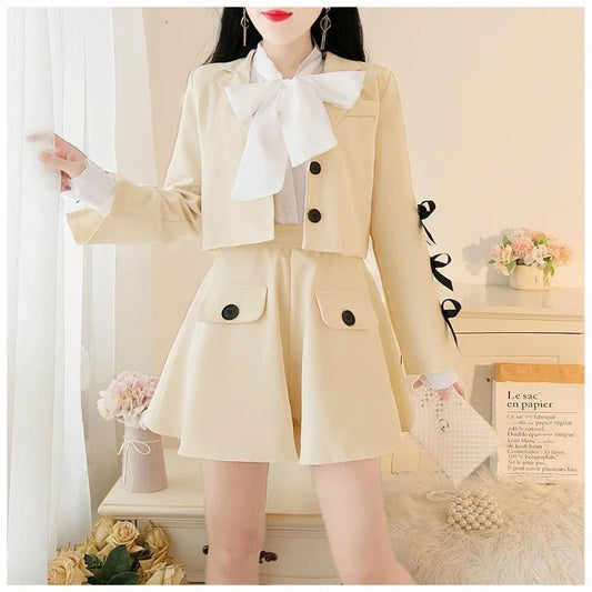 2025 autumn new Korean style small fragrance trend fashion lady small suit small suit jacket + short skirt three-piece female