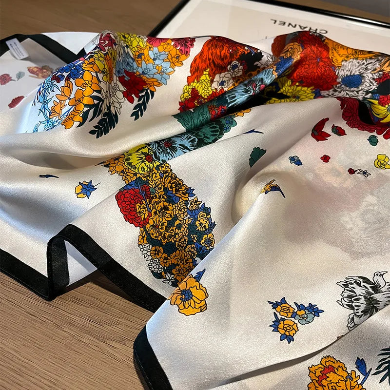 100% véritable soie 70*70cm Echarpe Bandana