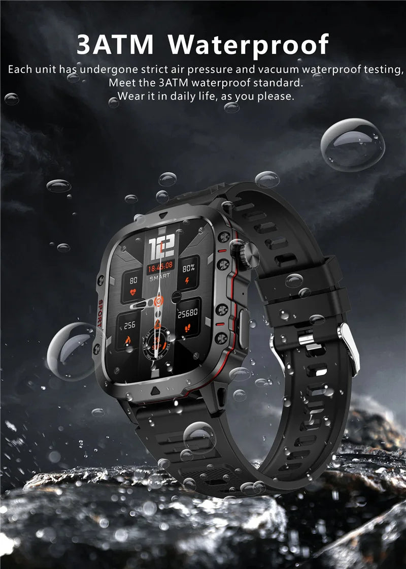 Montre intelligente étanche Android pour le sport en plein air, triple appel Bluetooth, fréquence cardiaque, oxygène sanguin, gravure 2025