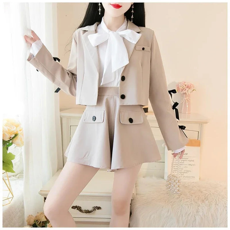 2025 autumn new Korean style small fragrance trend fashion lady small suit small suit jacket + short skirt three-piece female