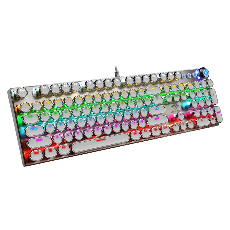 Clavier mécanique rétro punk avec interrupteur bleu noir marron, claviers de jeu filaires USB, rétroéclairage RVB pour PC portable, K990, 104 prédire