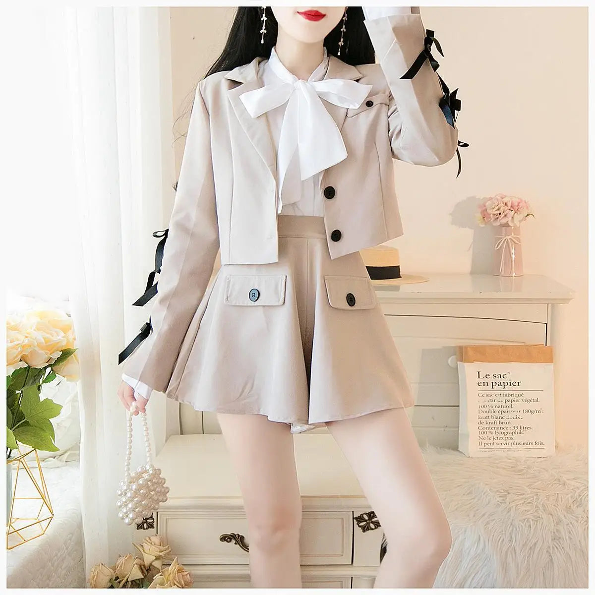 2025 autumn new Korean style small fragrance trend fashion lady small suit small suit jacket + short skirt three-piece female