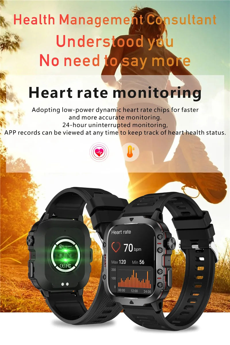 Montre intelligente étanche Android pour le sport en plein air, triple appel Bluetooth, fréquence cardiaque, oxygène sanguin, gravure 2025