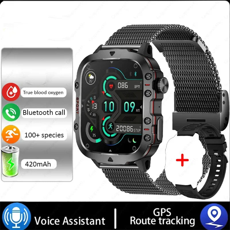 Montre intelligente étanche Android pour le sport en plein air, triple appel Bluetooth, fréquence cardiaque, oxygène sanguin, gravure 2025