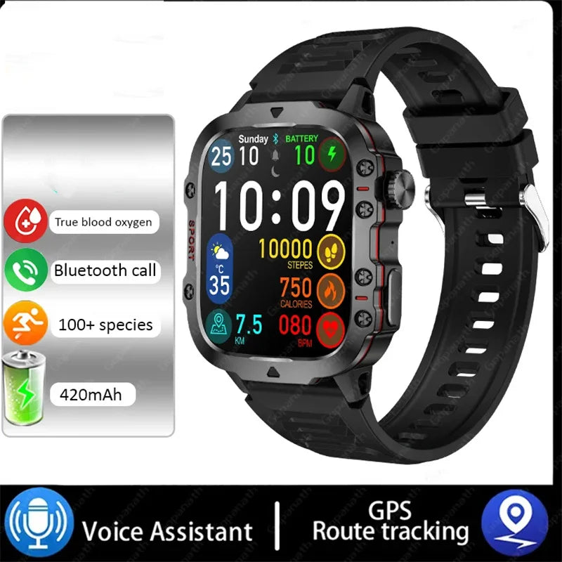 Montre intelligente étanche Android pour le sport en plein air, triple appel Bluetooth, fréquence cardiaque, oxygène sanguin, gravure 2025