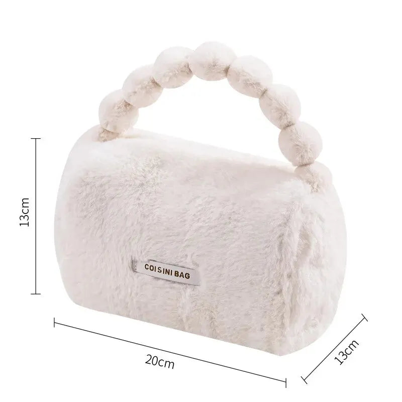 Sac de maquillage fourre-tout en peluche pour femmes, sac à main de toilette cosmétique de voyage, sacs de maquillage portables pour filles, pocommuniste de stockage, mode mignonne