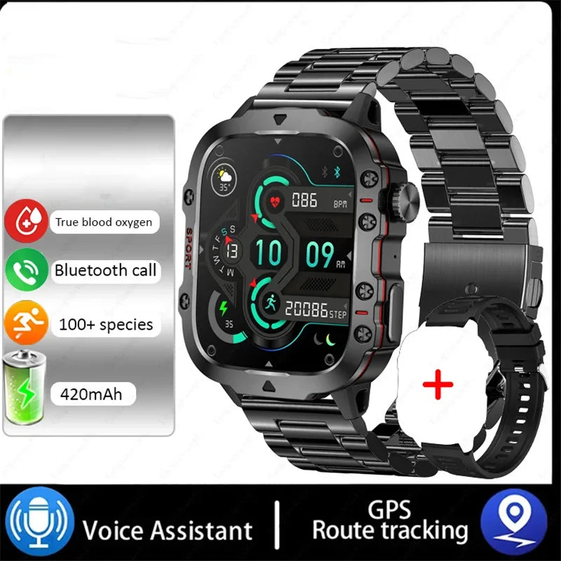 Montre intelligente étanche Android pour le sport en plein air, triple appel Bluetooth, fréquence cardiaque, oxygène sanguin, gravure 2025