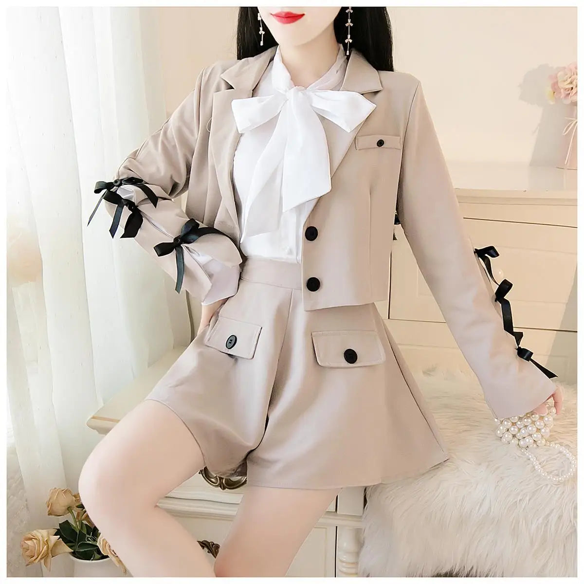 2025 autumn new Korean style small fragrance trend fashion lady small suit small suit jacket + short skirt three-piece female